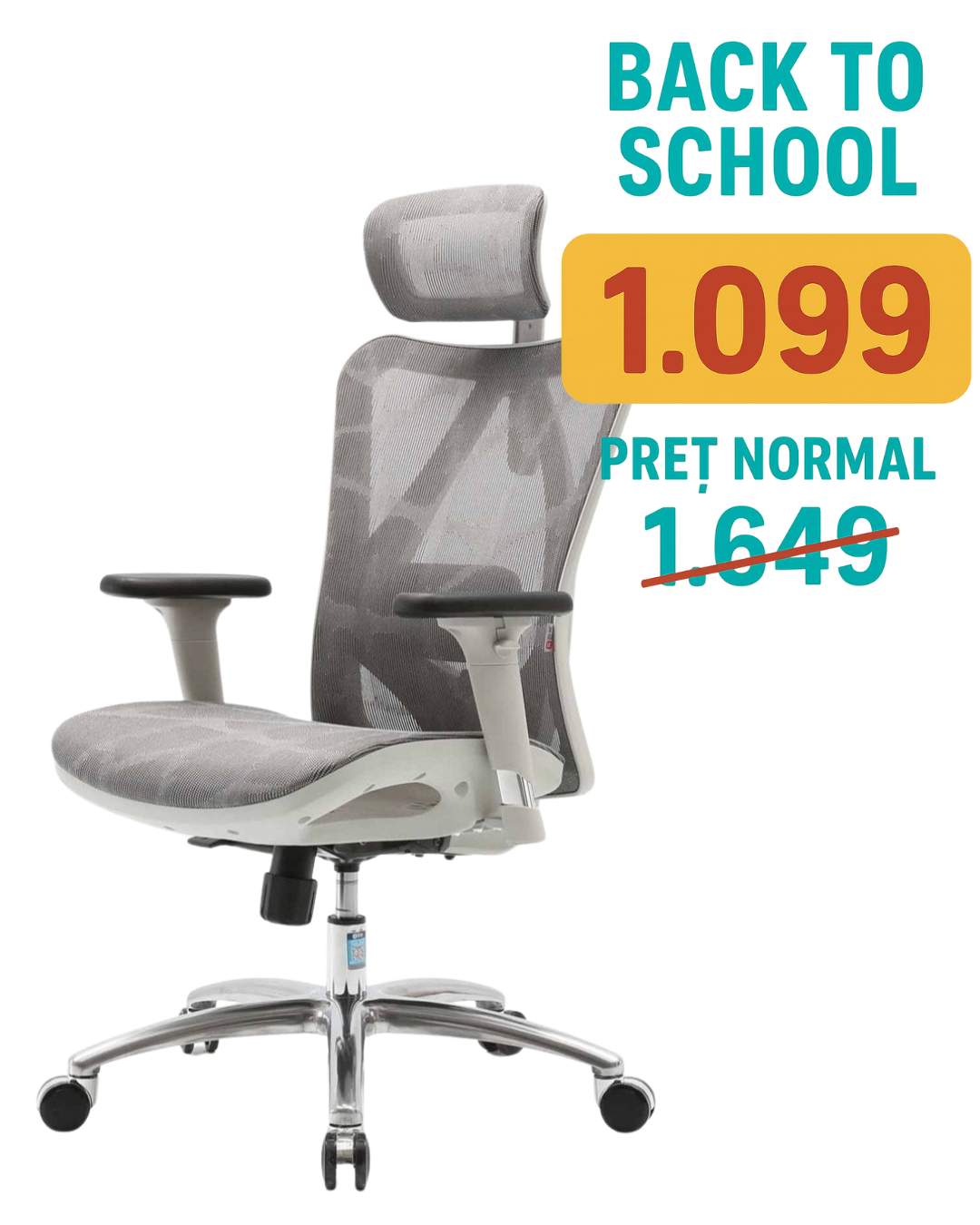 Teljesen hálós, ergonomikus íróasztali szék - szürke