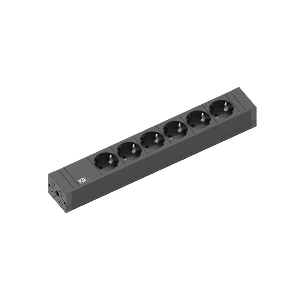 Prelungitor Bachmann Connect Line, 6x Schuko, intrerupator cordon 2m, negru