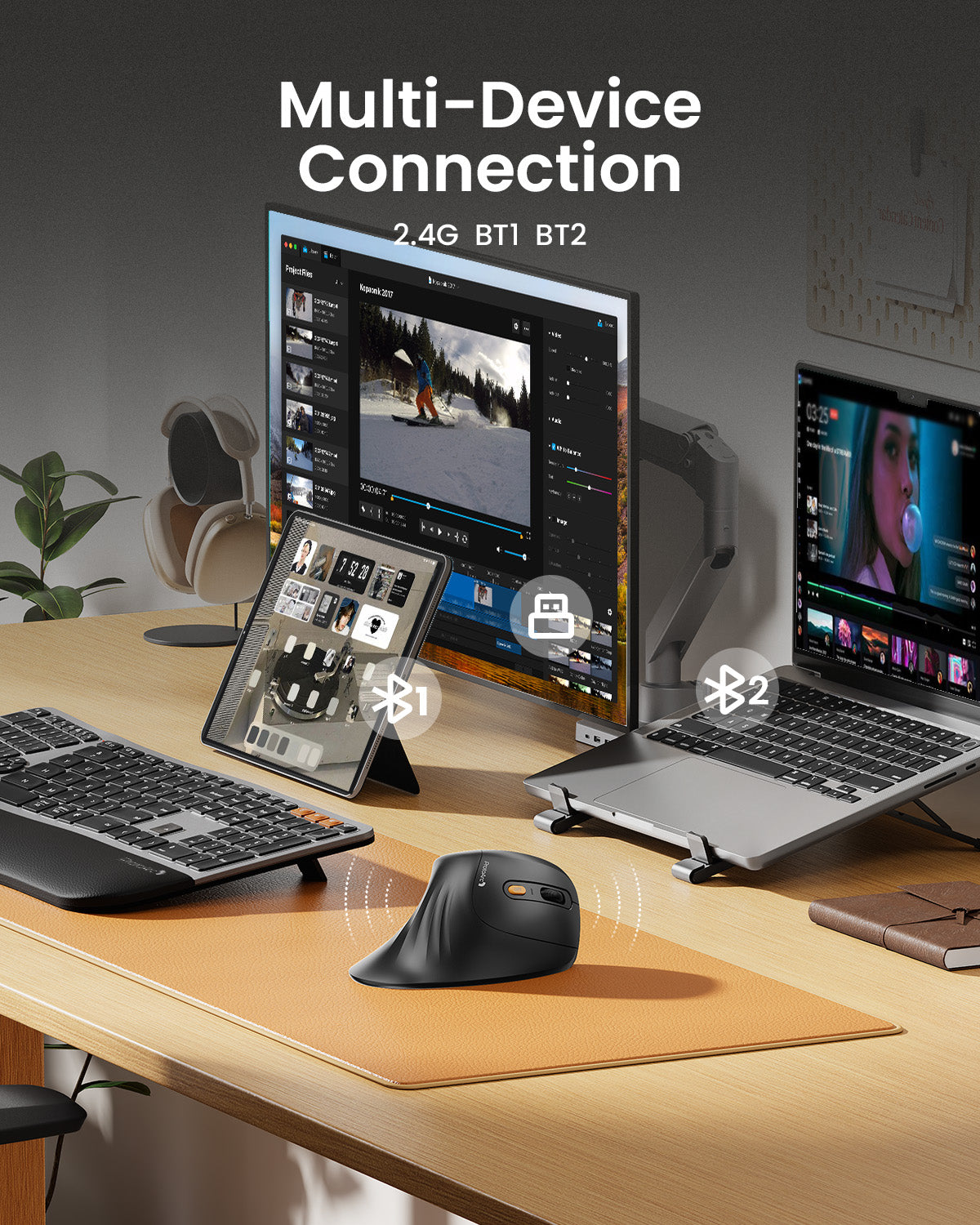 ProtoArc EM11 NL conectat la laptop și tabletă