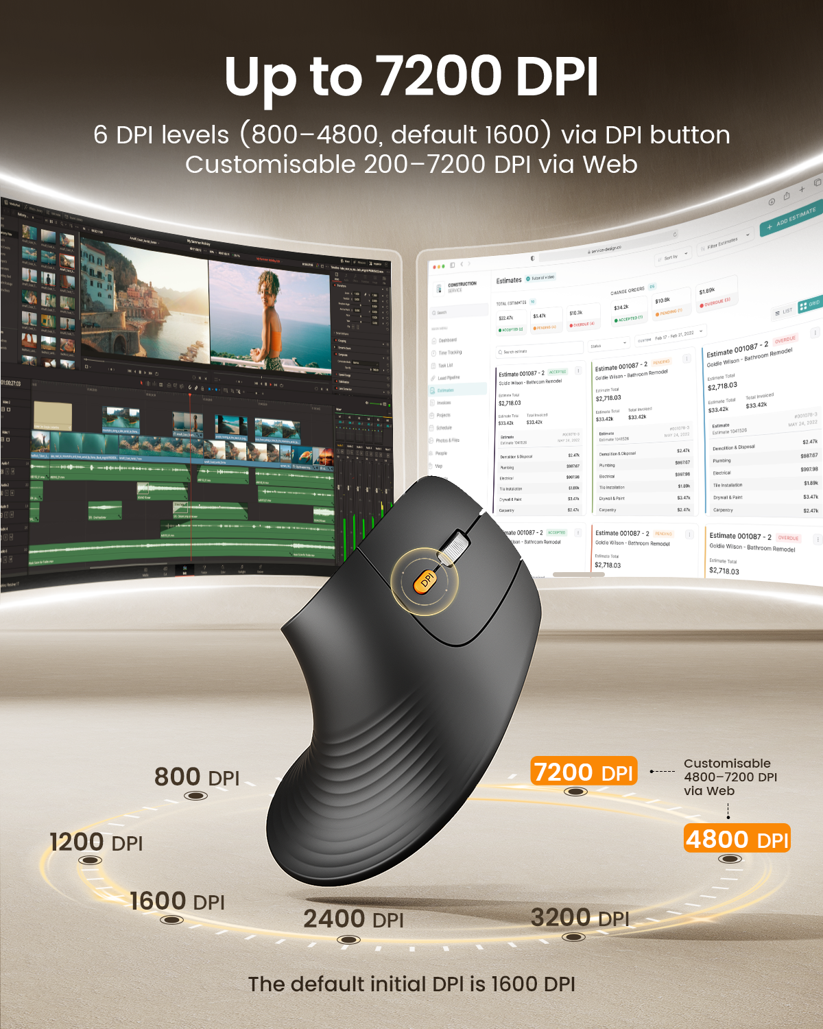 ProtoArc EM11 Pro sensor up to 7,200 DPI · ergoliv