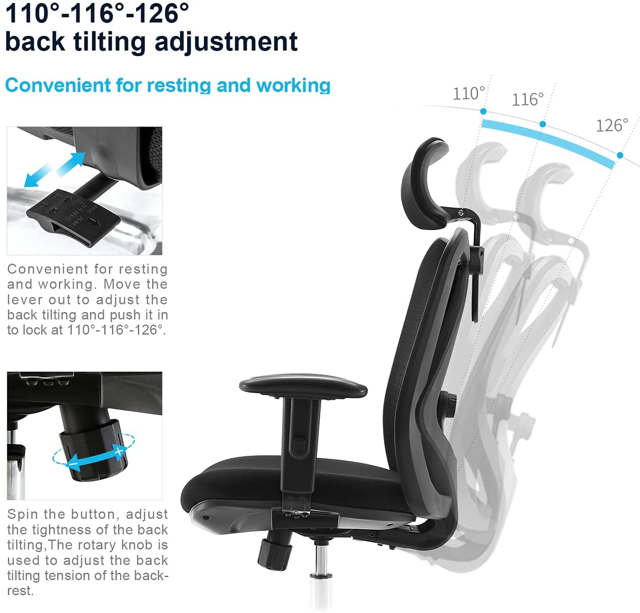 Ergonomikus íróasztal szék fekete